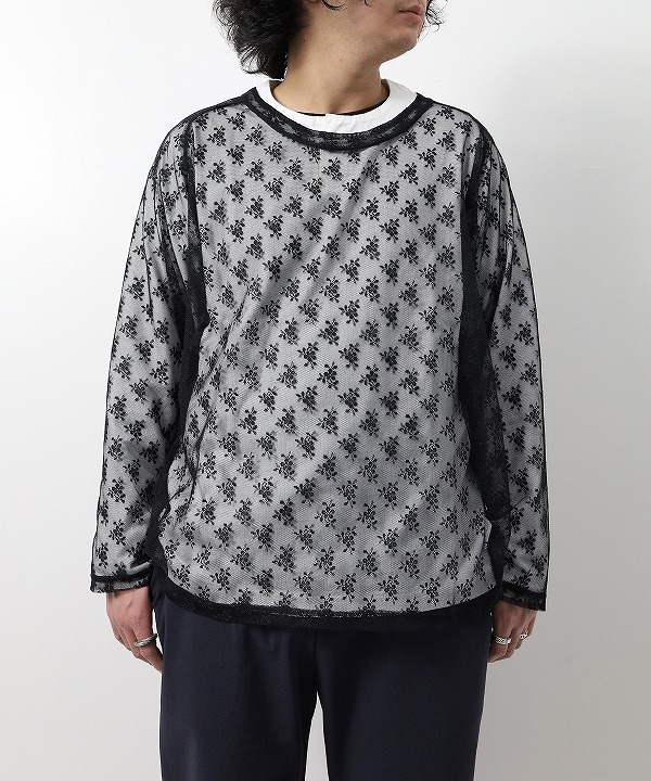 ニードルズ/Needles L/S U-Neck Tee - Floral Raschel Lace[カットソー