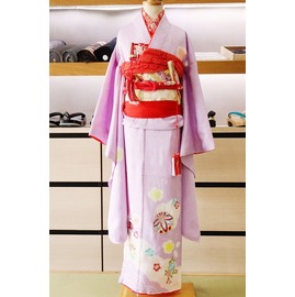 七五三 正絹絞り四つ身着物 絞り 刺繍 長襦袢セット 7歳用 七五三着物