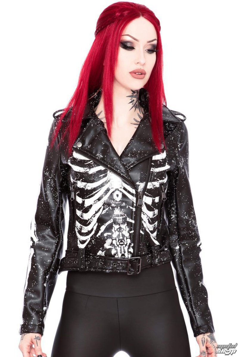 Women´s biker jacket KILLSTAR - Morgue Gimme Bones - Black - K-JKT