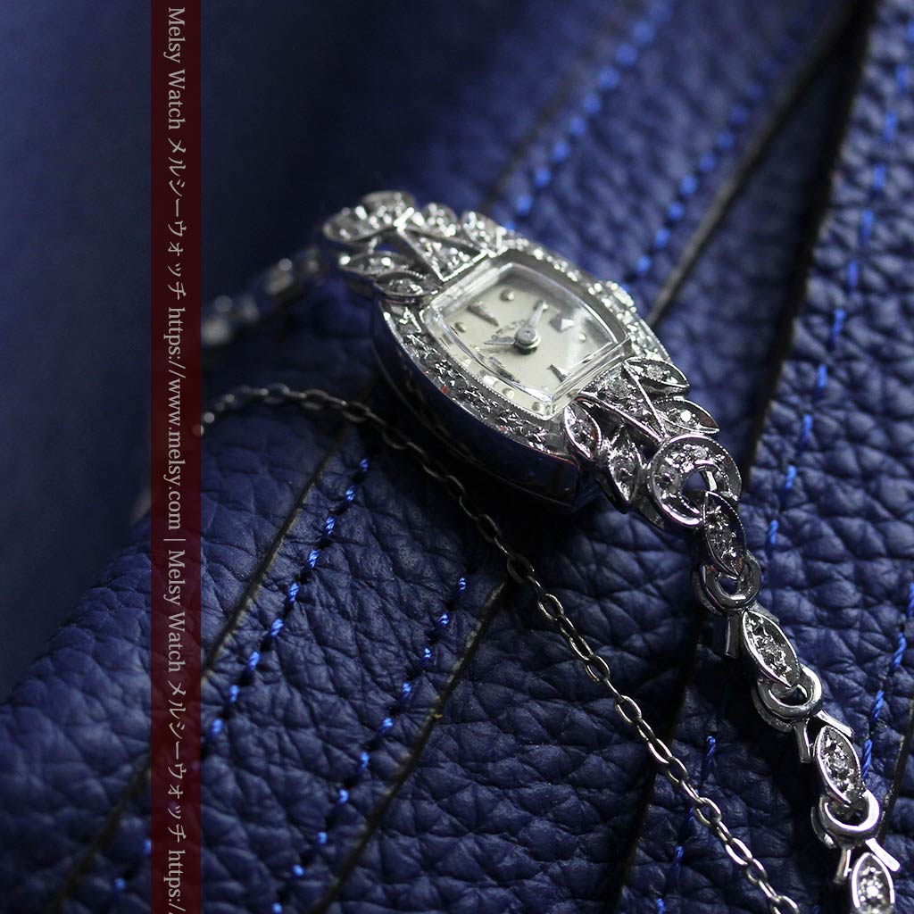 総金無垢ハミルトンの女性用アンティーク腕時計 ダイヤモンド38石