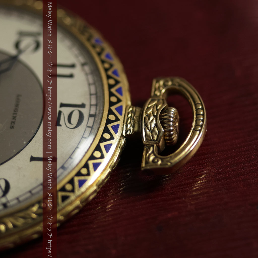 ロンジン 豪華で綺麗な装飾の18金無垢アンティーク懐中時計 【1927年製