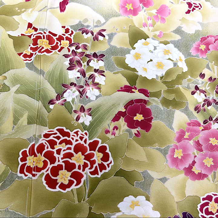 鮮やかに彩られた幻のブランド染の北川謹製の特選訪問着 鮮やかに彩