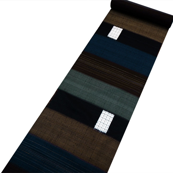 経済産業大臣指定 伝統的工芸品 置賜紬【横段 格子絣】 [250112-tm-2