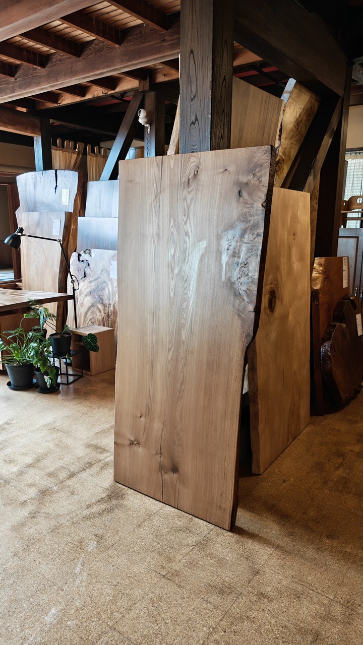 神奈川県 海老名店展示 一枚板 楡(にれ・ニレ)材 テーブル用天板
