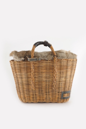 エバゴス 定番トート／紅籐×ブライドル×ラビットファー CHOCO 2017A/W