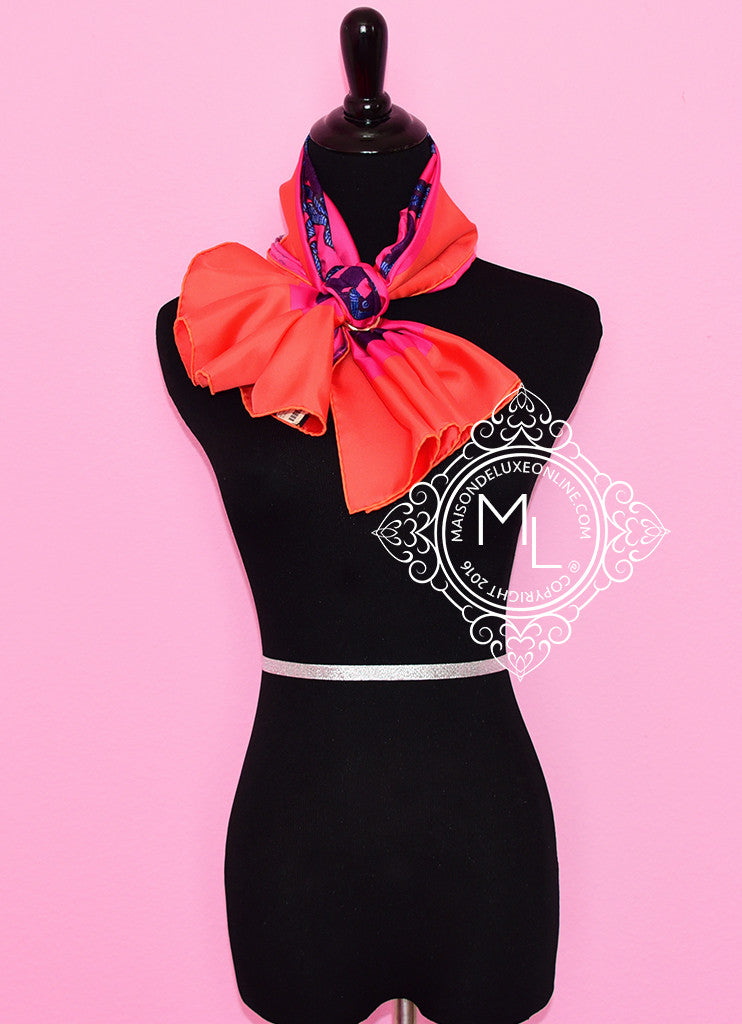 Hermes Twill Silk 90 cm Brides de Gala Brode Scarf Shawl Wrap