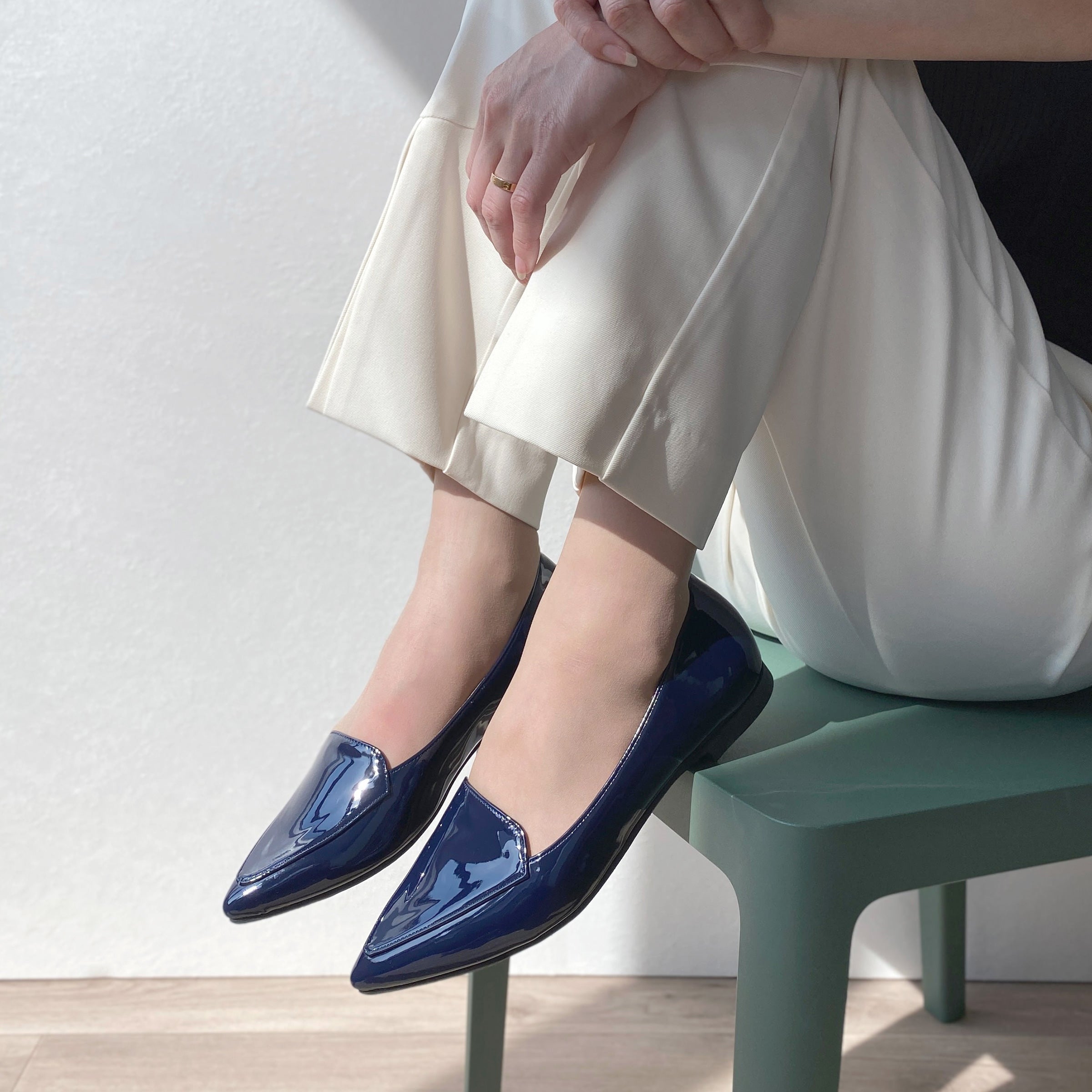 10%OFF：晴雨兼用／オペラ フラットシューズ（4783）ネイビーE