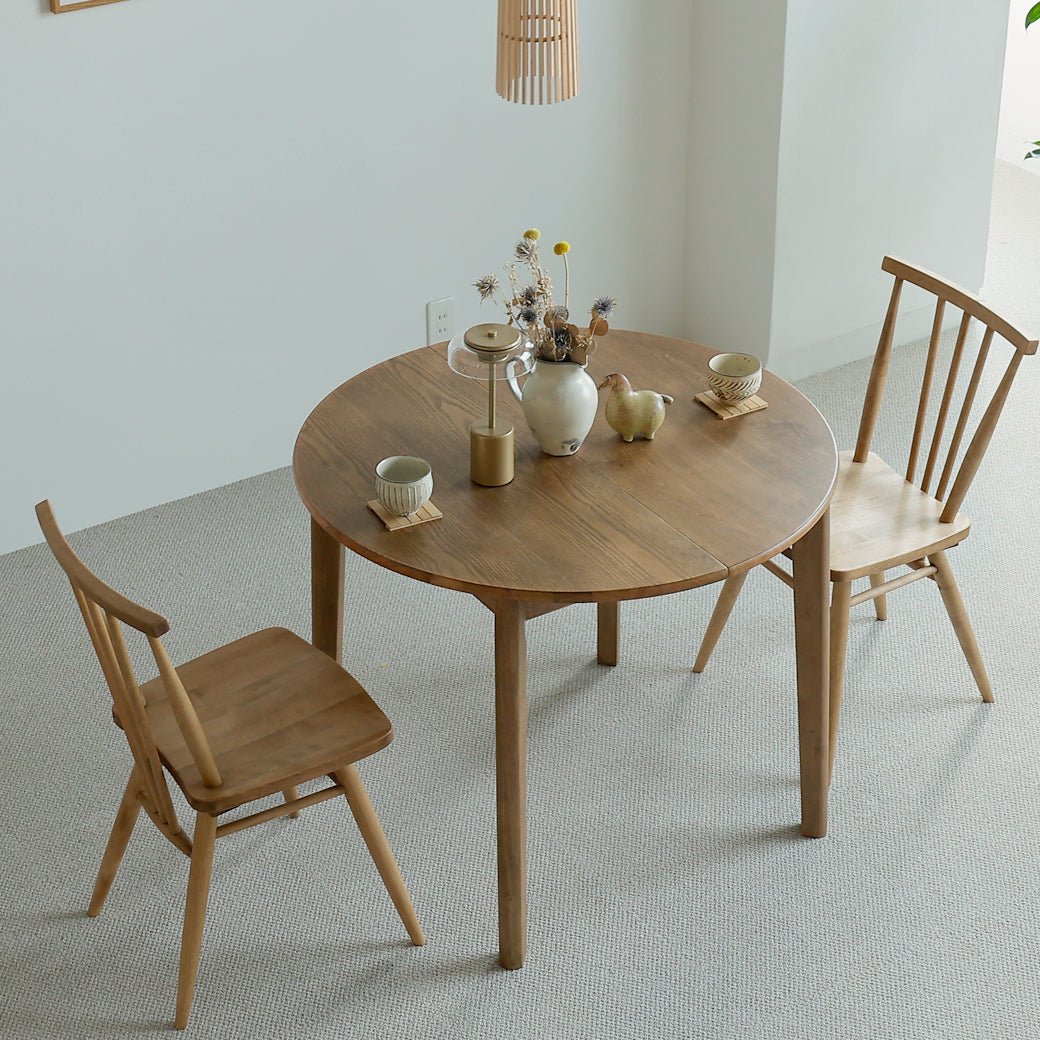 伸長式 ダイニングテーブル 90-120cm 楕円形 北欧モダン｜miion