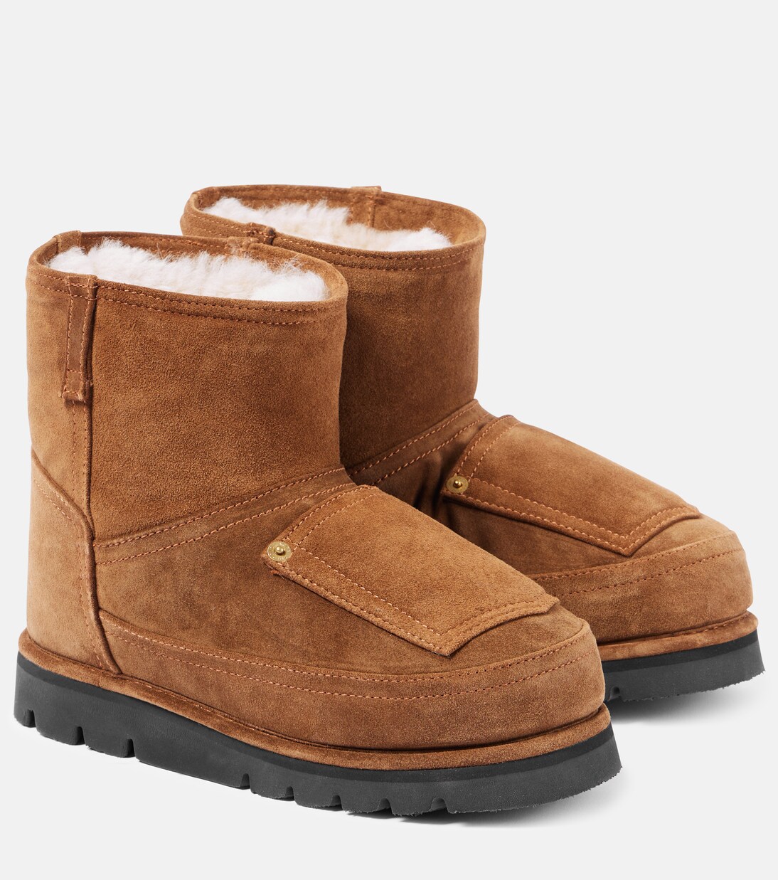 Shearling-lined leather ankle boots in brown - Acne Studios