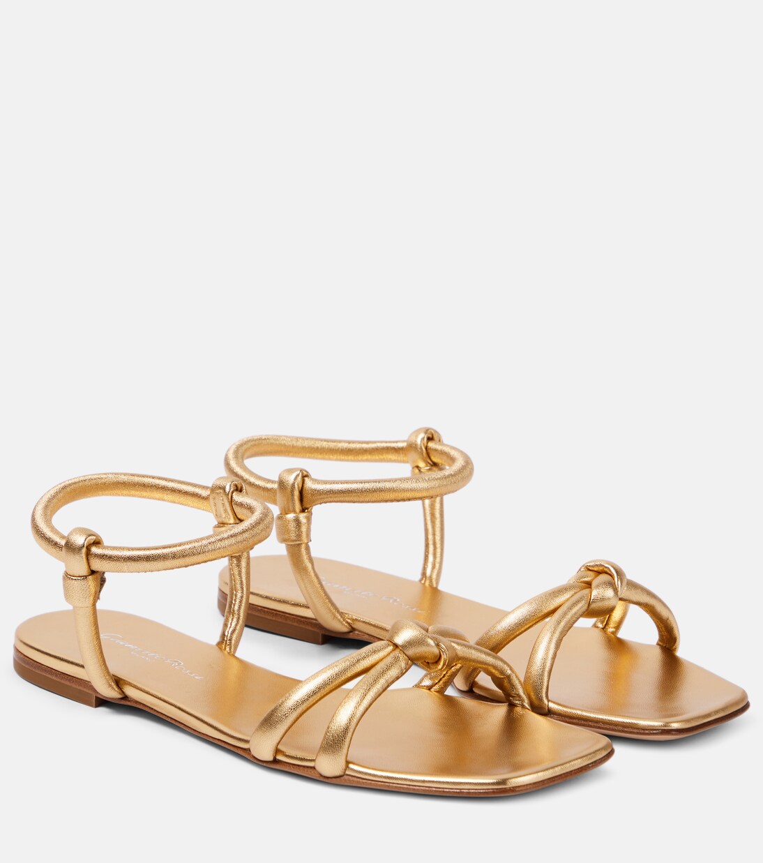 Juno 05 metallic leather sandals in gold - Gianvito Rossi | Mytheresa