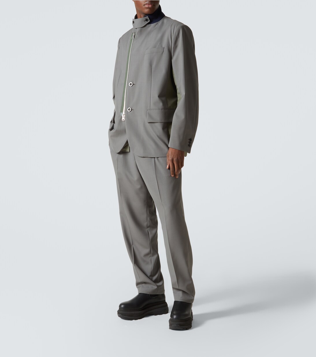 Leather Chelsea boots in black - Sacai | Mytheresa