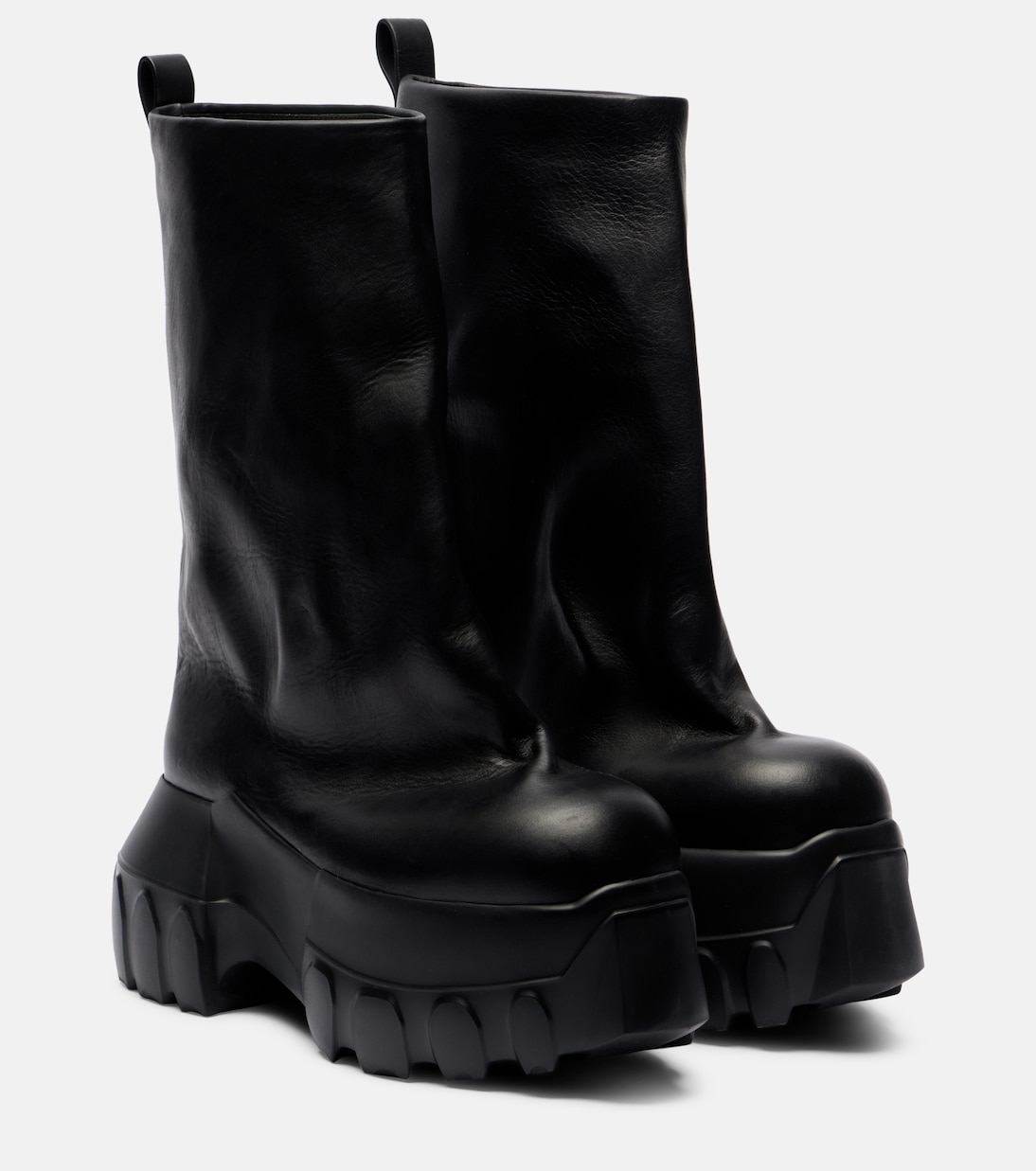Mega Tractor leather mid-calf boots in black - Rick Owens | Mytheresa
