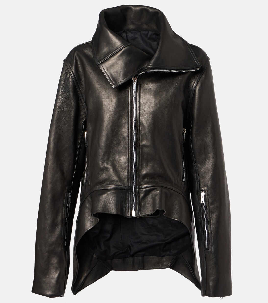 Asymmetric leather jacket in black - Rick Owens | Mytheresa