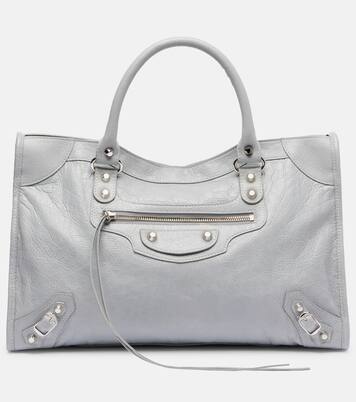 Le City Medium leather tote bag in grey - Balenciaga | Mytheresa