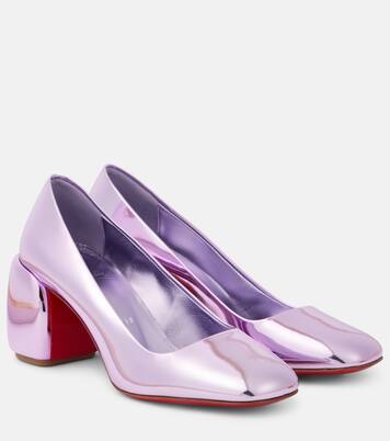 Minny 70 metallic leather pumps in purple - Christian Louboutin