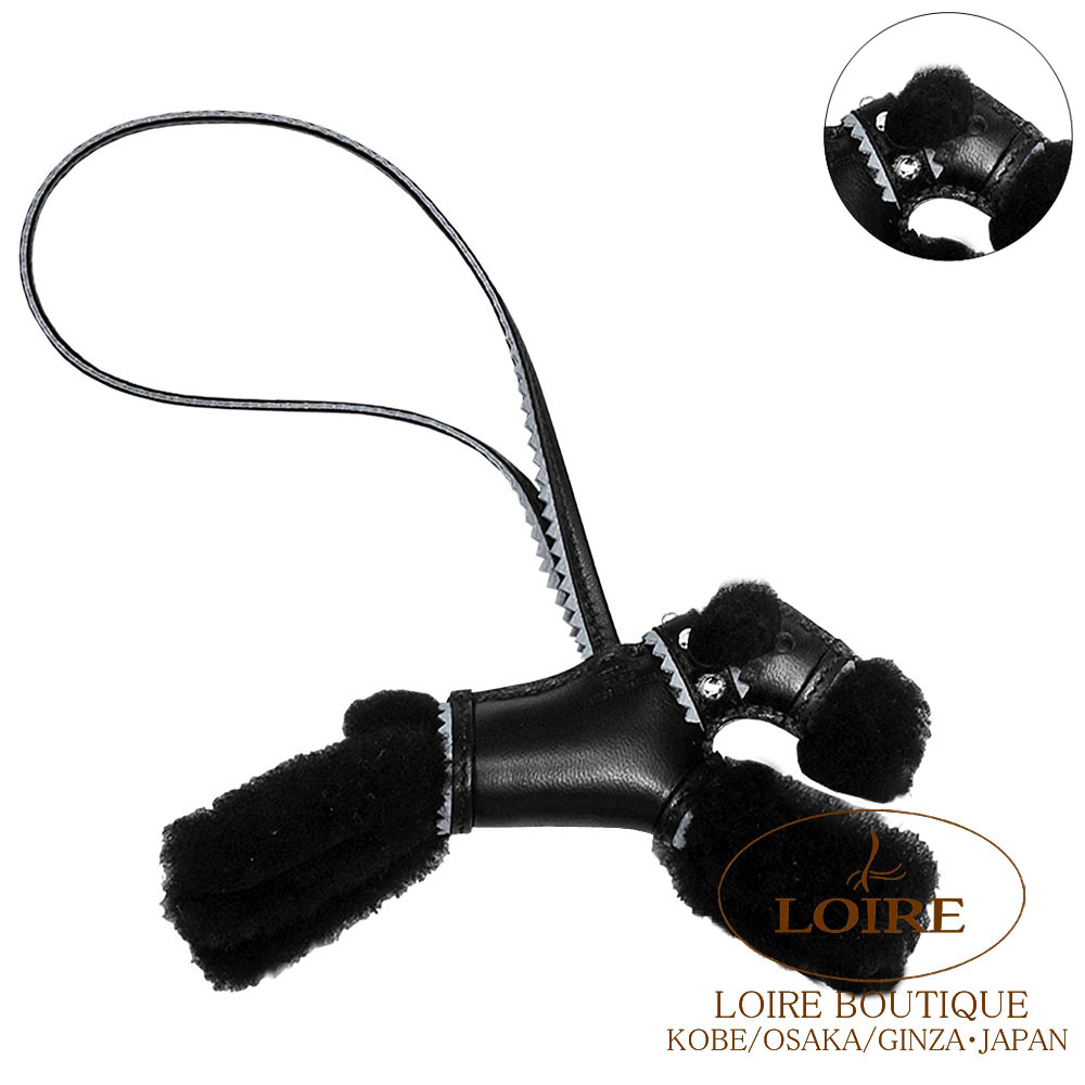 エルメス　バディ　チャーム　HERMES budy 黒 Hermes Budy Charm Kraft and Black Milo Lambskin and Merino Sheepskin