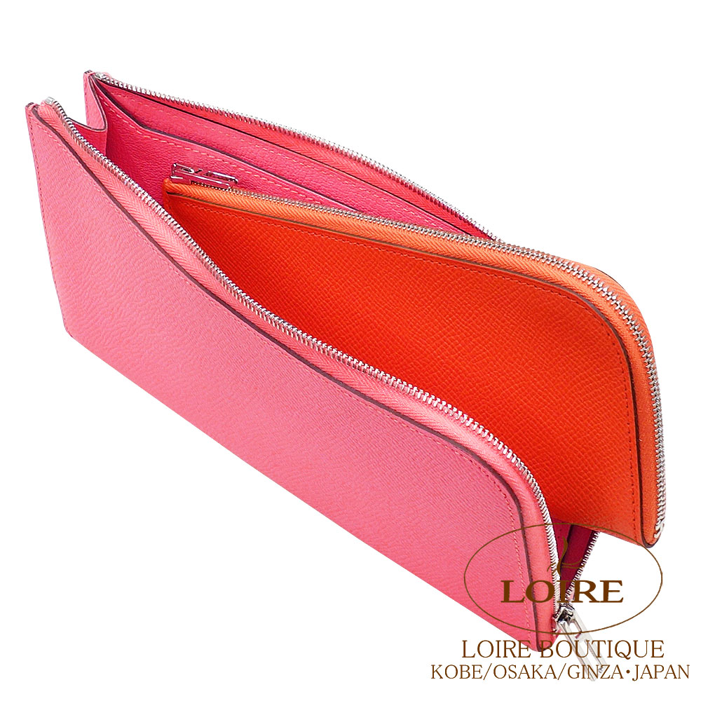 HERMES ピンク ミディアム財布とケースセットリミックス エルメス<br>リミックス ミディアム<br>ローズアザレ×オレンジポピー