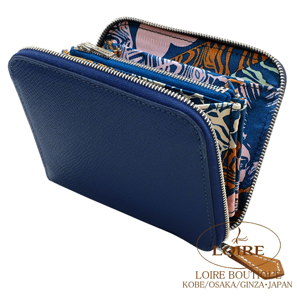 エルメス　アザップ　シルクイン　ネイビー エルメス<br>アザップ シルクイン コンパクト<br>ブルードプリュス