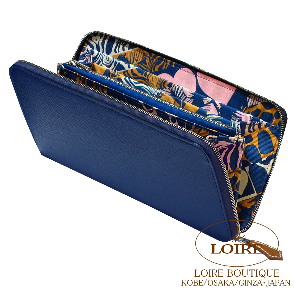 HERMES エルメス 長財布 シルクイン ネイビー アザップ シルクイン ロング ブルードプリュス ネイビー 紺[] Azap