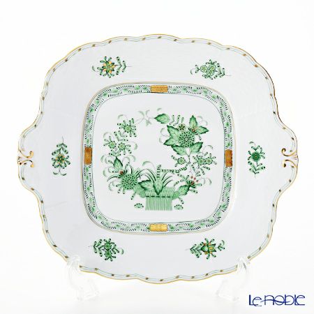 ヘレンド (HEREND) インドの華グリーン 00431-0-00 四角ケーキ皿 28