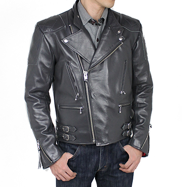 ヨーロッパタイプパット付ダブルライダースジャケット(牛革/日本製