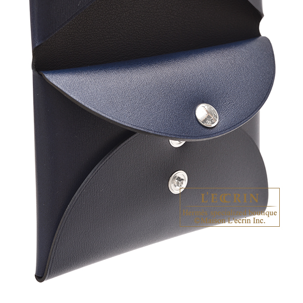 エルメス カルヴィ デュオ ブルーアビス ボックスカーフ シルバー金具