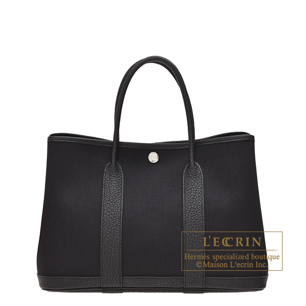 エルメス ガーデンパーティ30/TPM ブラック トワルミリタリー/ネゴンダ