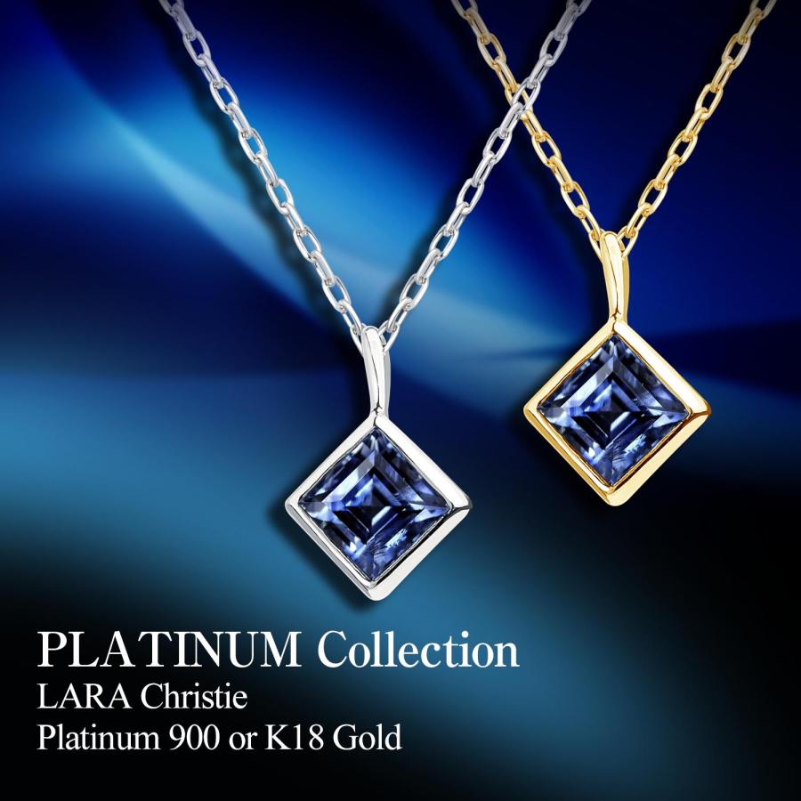ネックレス レディース サファイア 0.2ct スクエアネックレス K18