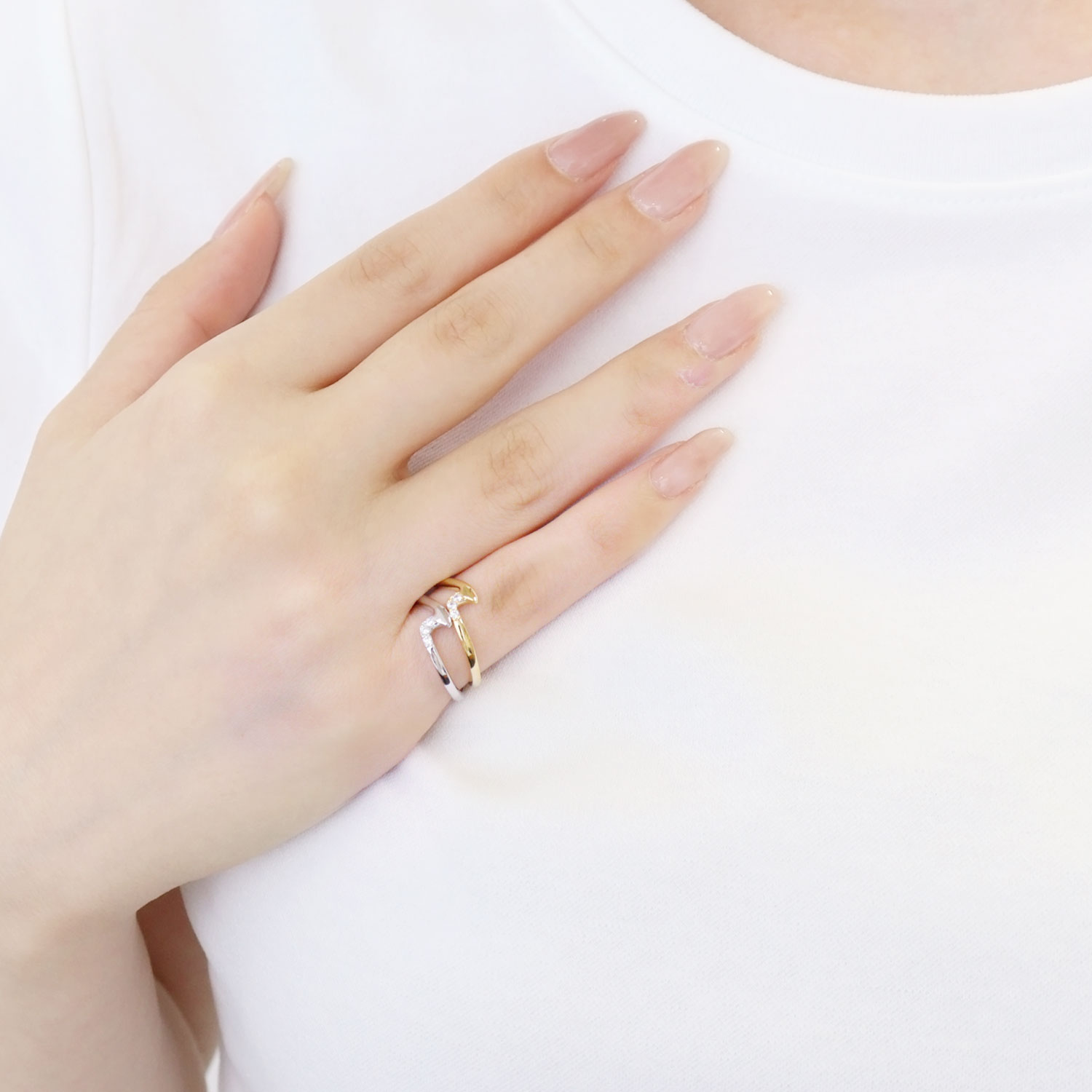 ピンキーリング レディース シルバー925 イエローゴールド ウェーブ