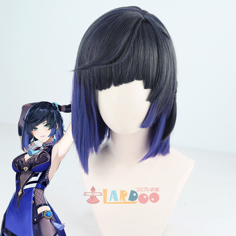 原神 Genshin げんしん 夜蘭-イェラン-Yelan コスプレウィッグ 黒青Ver