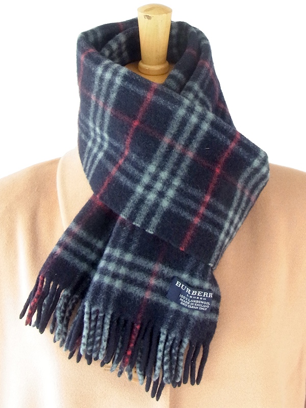ヨーロッパ古着】イギリス製 BURBERRY バーバリー X ネイビー・水色