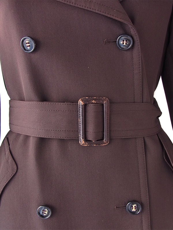 送料無料】ダークブラウン X 共布ベルト付き トレンチコート 24NS002