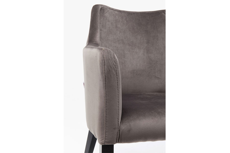 ブラック モードベルベットグレー アームチェア - ダイニングチェアの