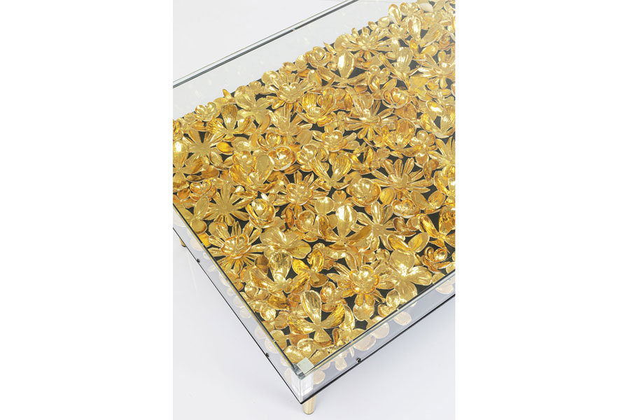 廃番】ゴールドフラワー 120x60cm ローテーブル/コーヒーテーブル