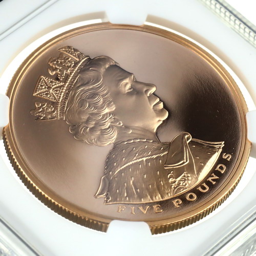 イギリス 2002年 5ポンドプルーフ金貨エリザベス2世即位50年 「馬上の