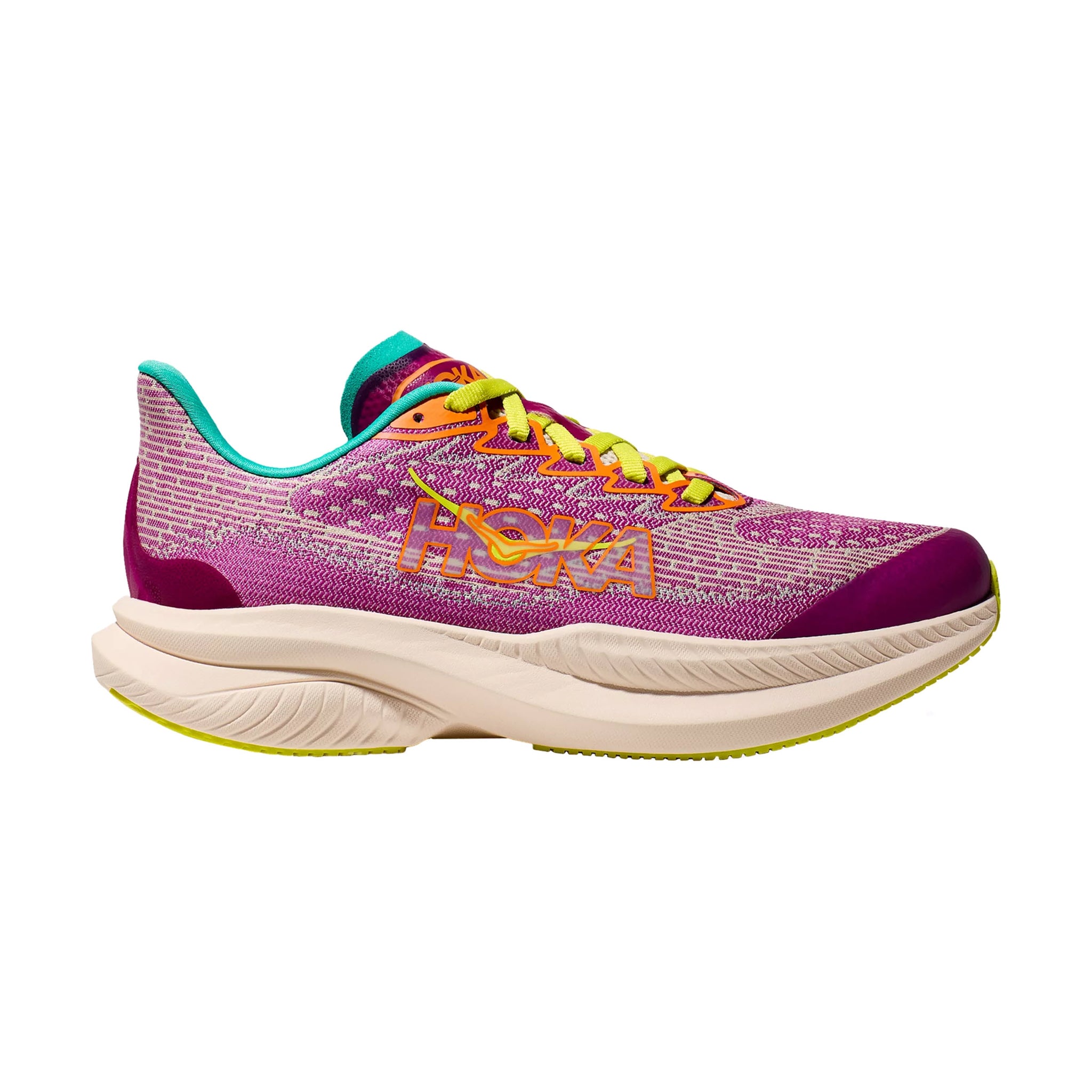 HOKA MACH 6 YOUTH FUCHSIA/ELECTRIC AQUA - KIDS - Lamey Wellehan Shoes