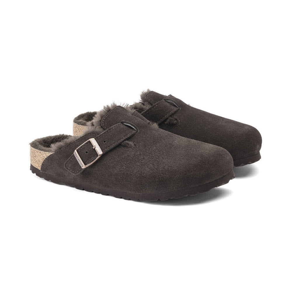BIRKENSTOCK BOSTON SHEARLING MOCHA SUEDE - WOMENS - Lamey Wellehan