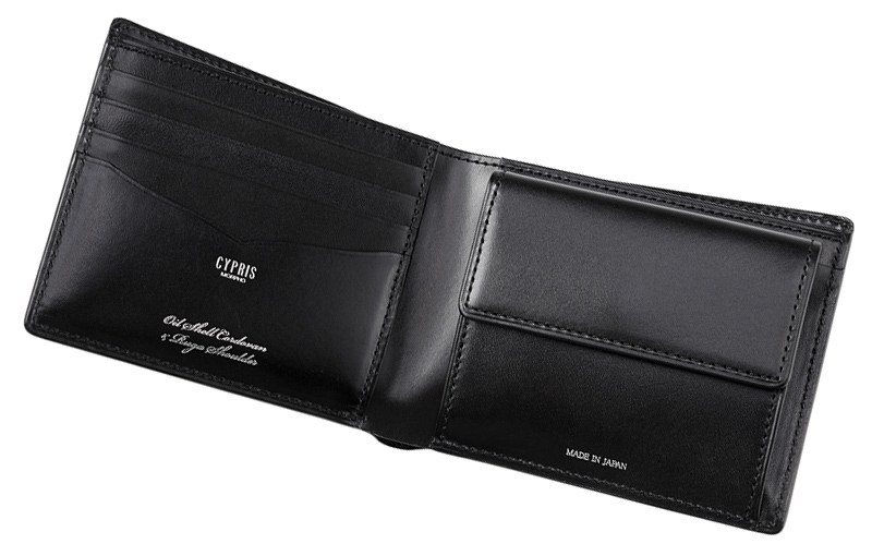 キプリス】二つ折り財布(小銭入れ付き札入)□オイルシェルコードバン