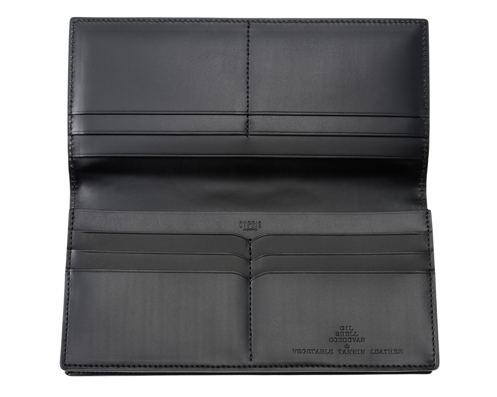 キプリス】長財布(通しマチ束入れ・小銭入れなし)□オイルシェルコード