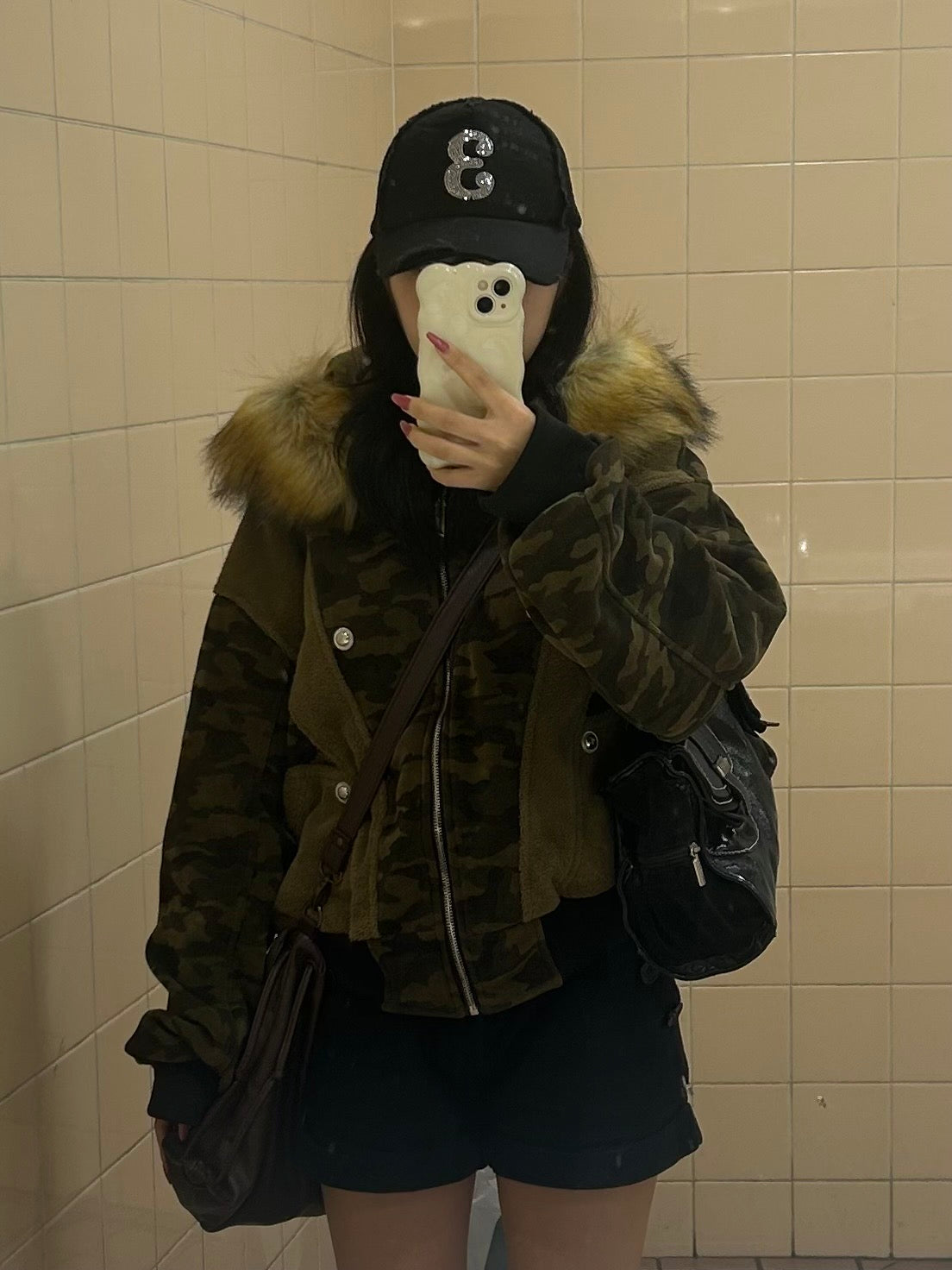 ファー取外し可】カモフラージュファー付きブルゾン MI-15