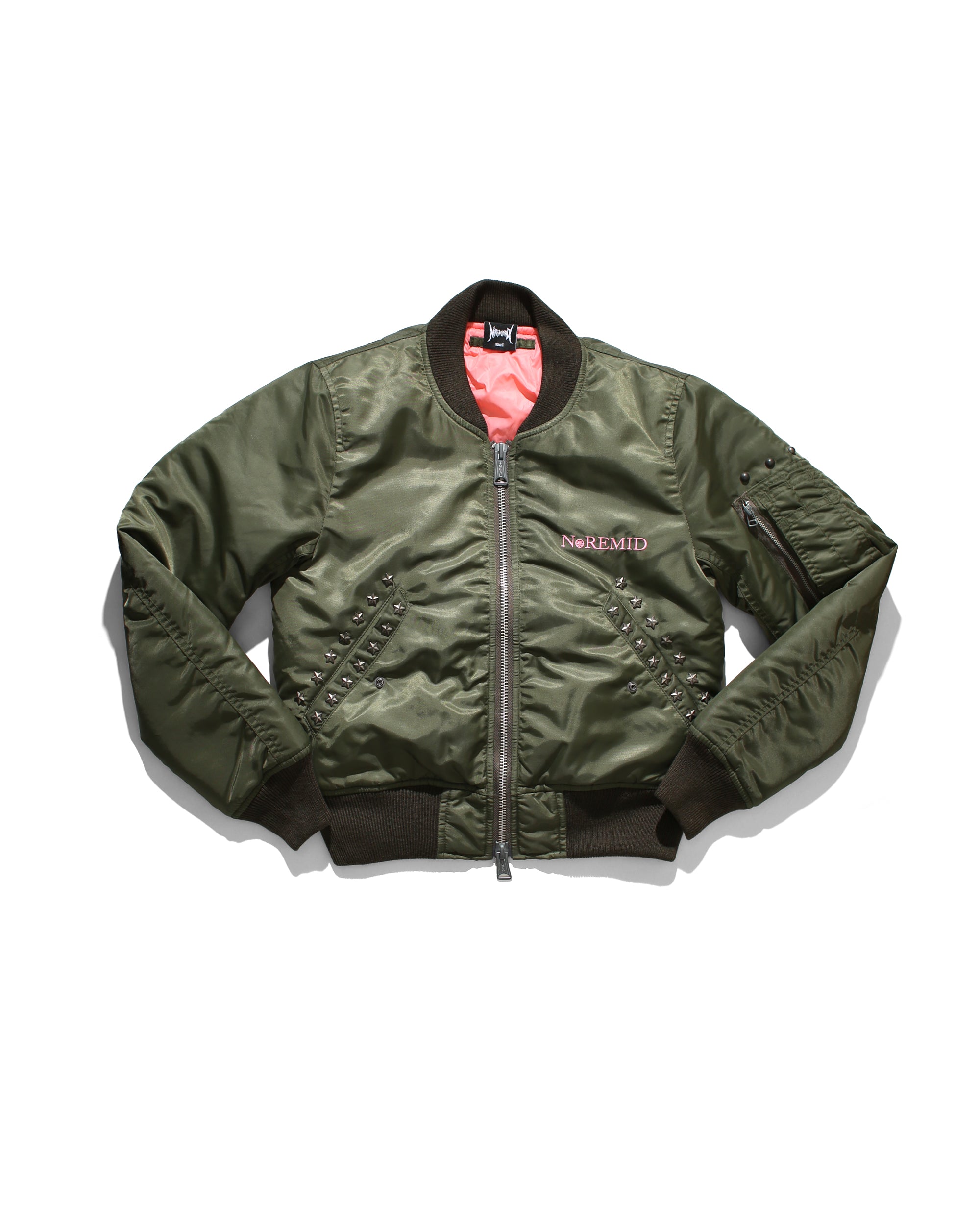 RHINESTONE MA-1 JACKET - OLIVE – NOREMID