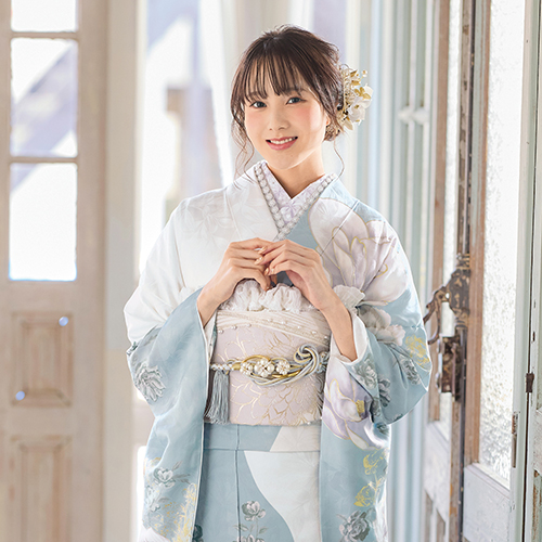 ナナイロキモノWEBショップ / 訪問着フルセット｜ブルーグレー藤色 H018