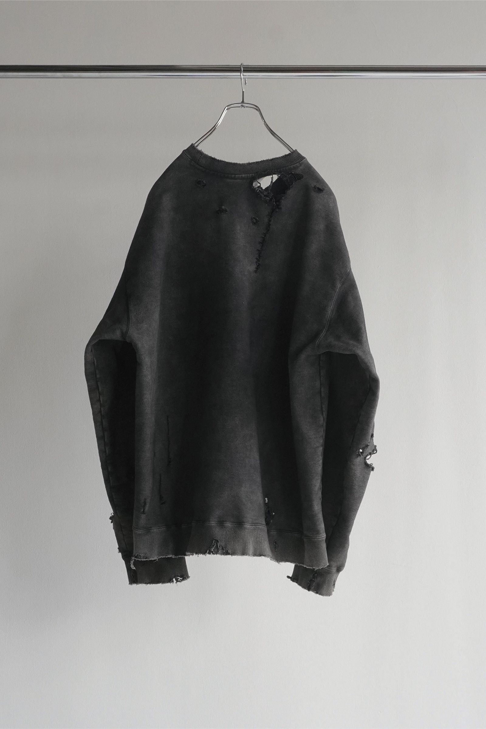 ANCELLM - CRASH UNEVEN OVER SWEAT SHIRT | BLACK | スウェット