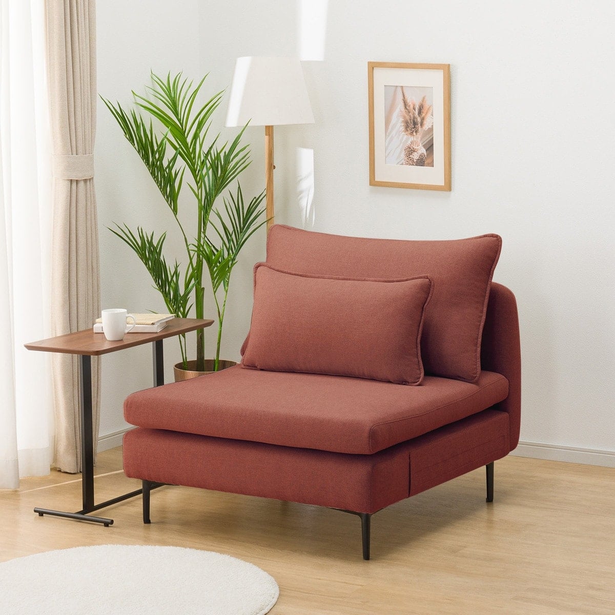 広い座面のゆったり 1人掛けソファ 布張りタイプ (MS01 肘なし RE