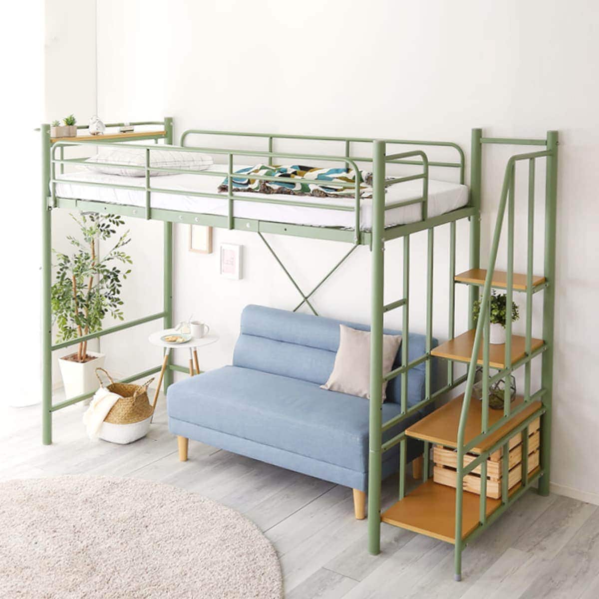 高さ2段階式階段付きロフトベッド(GR) | ニトリネット【公式】 家具