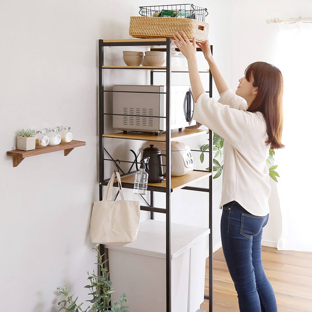 ヴィンテージテイストのゴミ箱上レンジラック (NA) | ニトリネット