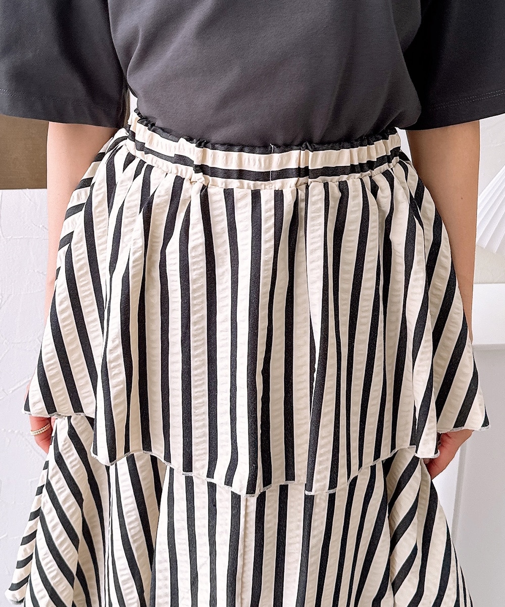 ストライプティアードスカート 通販【ニッセン】