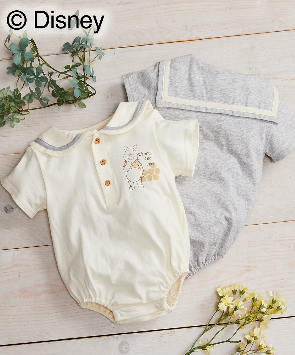 ディズニー】プーさん コットン衿付きロンパース（男の子・女の子 子供