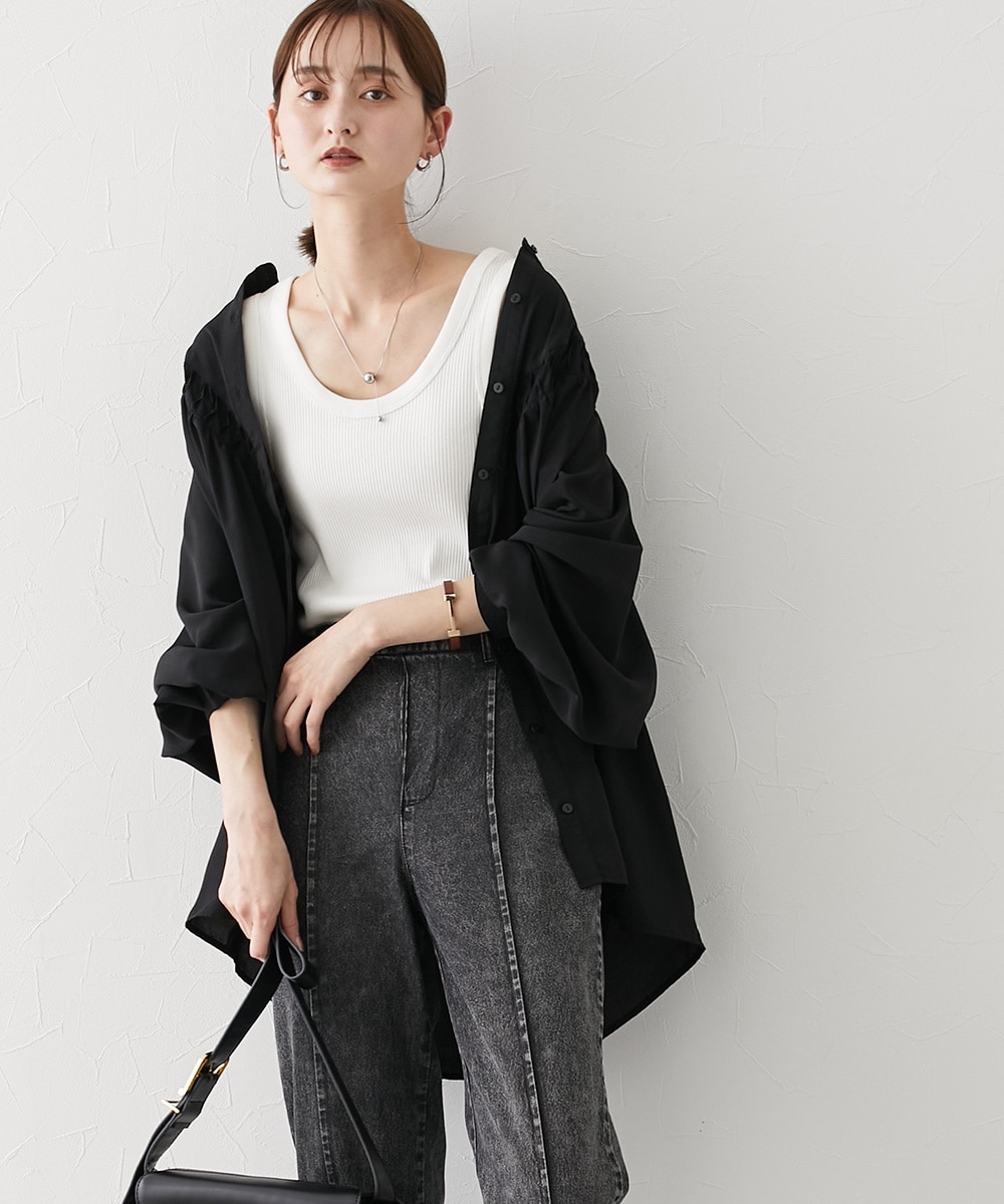 バンドカラーV字タックデザインブラウス 通販【ニッセン】