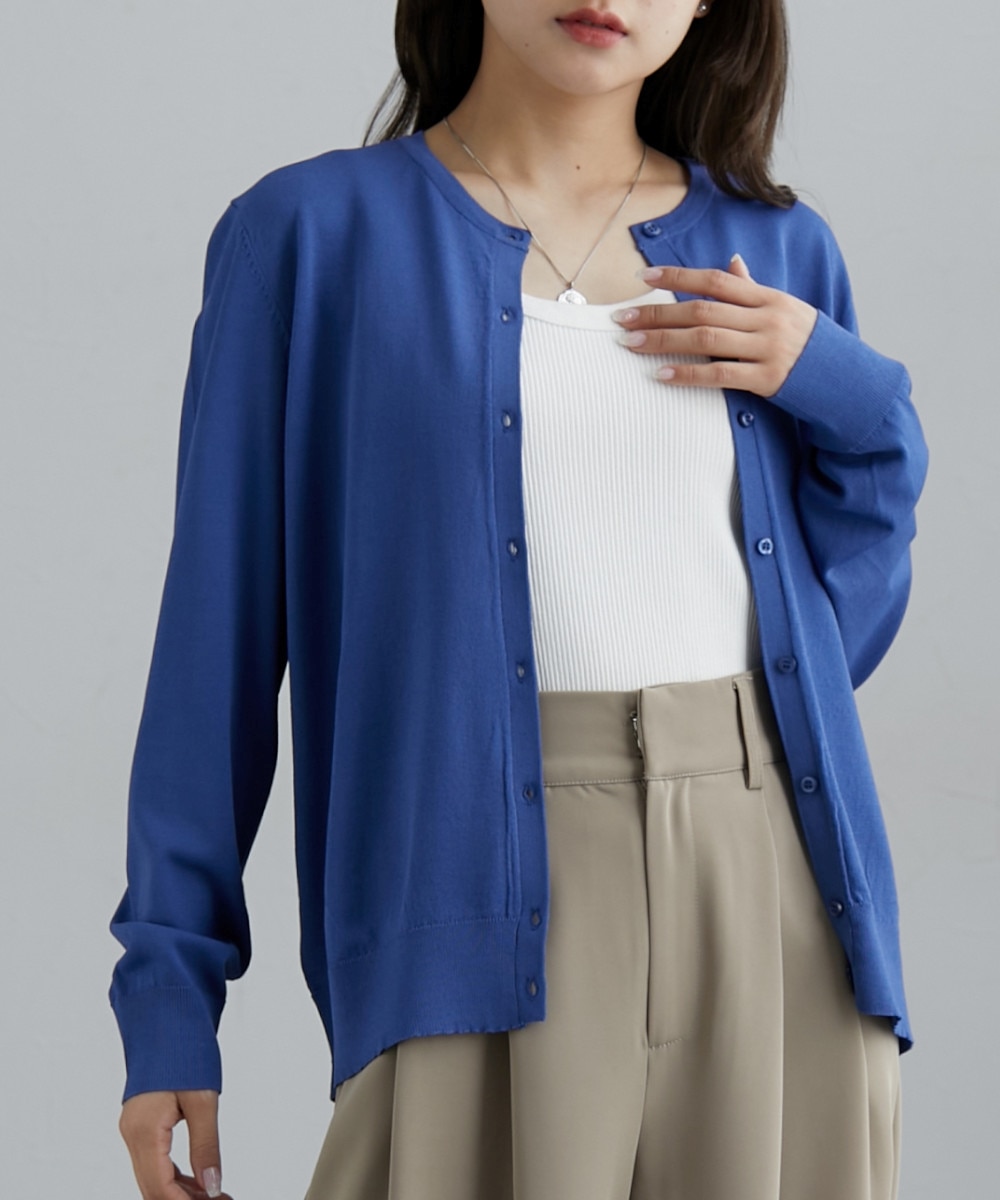 洗える】洗えるクルーネックカーディガン（UVカット・接触冷感・アンチ